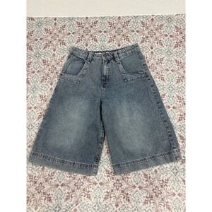 A-Lab Denim Shorts Blue Medium Wash Wide Leg Skater Expand Your Mind Size 8